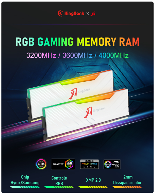 Kingbank memory Ram DDR4 White 3600MHZ 32GB(16GB*2) UDIMM (WHITE BLADE RGB HEATSINK) - Image 7
